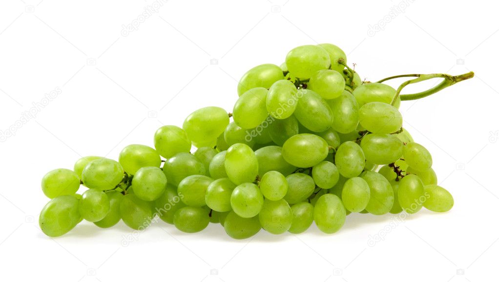 Green grapes on white