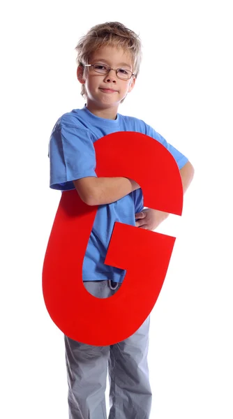 Carta "G" rapaz — Fotografia de Stock