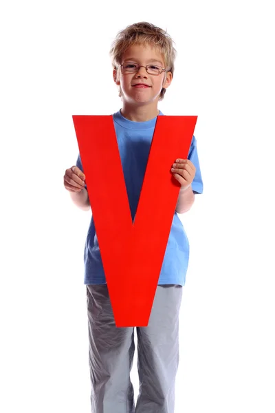 "v" betű fiú — Stock Fotó