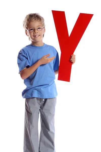 "y" betű fiú — Stock Fotó