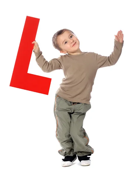 字母"l"的男孩 — 图库照片