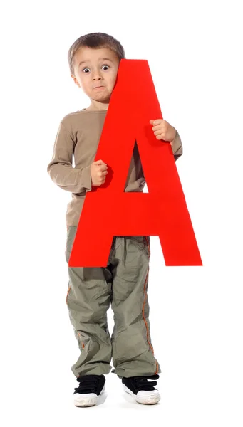 Carta "A" rapaz — Fotografia de Stock