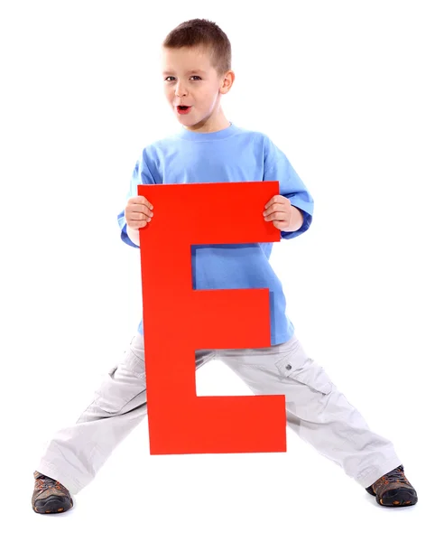 字母"e"的男孩 — 图库照片