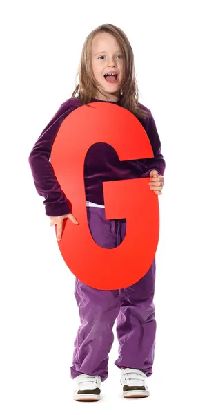 "g" 문자가 소녀-알파벳 시리즈 — 스톡 사진
