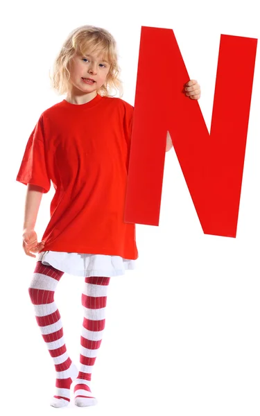 Carta "N" menina — Fotografia de Stock