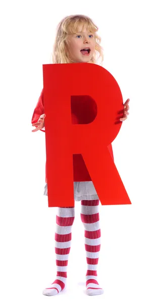 手紙「r」の女の子 — ストック写真