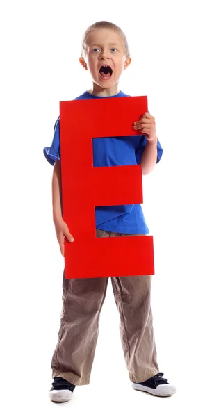 手紙「e」の少年 — ストック写真