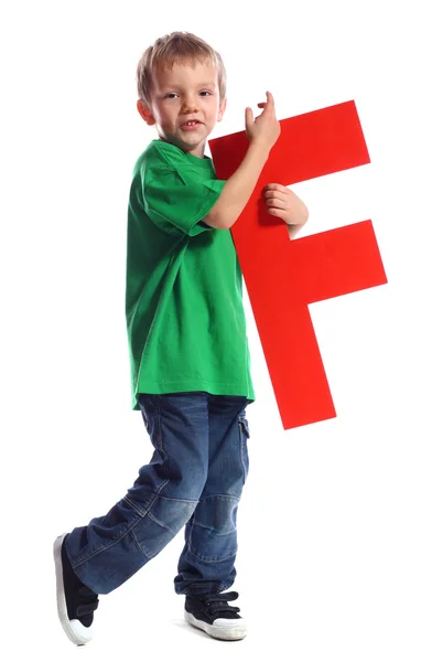 字母"f"的男孩 — 图库照片