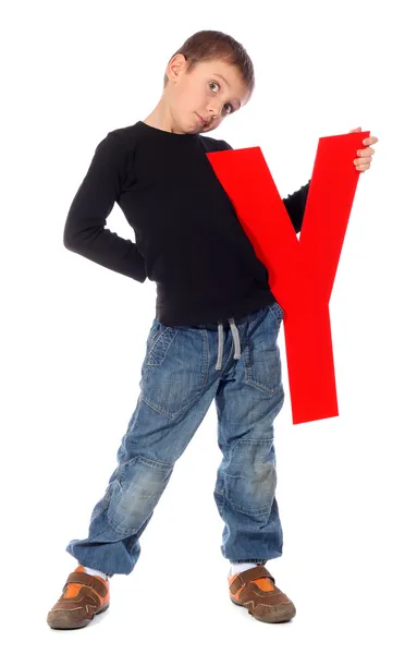 文字"y"の少年 — ストック写真