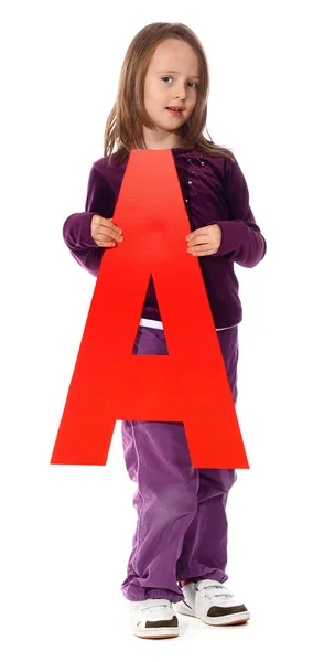 Carta "A" menina — Fotografia de Stock