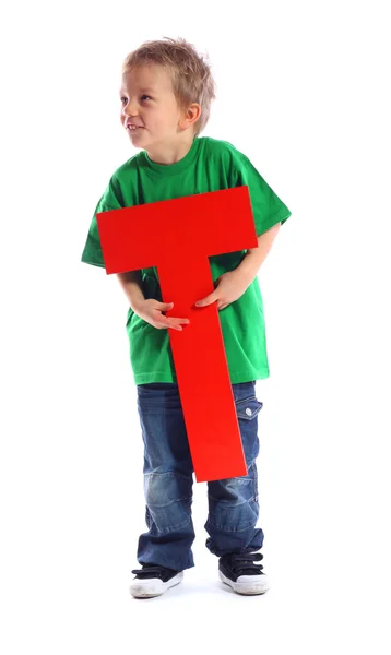 Буква "Т" мальчик — стоковое фото