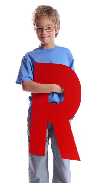 字母"r"的男孩 — 图库照片