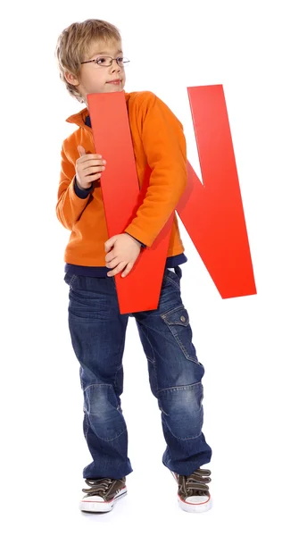 Carta "W" menino — Fotografia de Stock