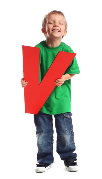 字母"v"的男孩 — 图库照片