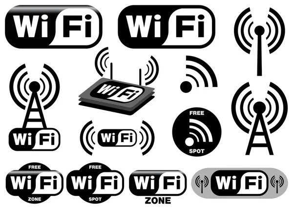 Vector collection of wi-fi symbols — Stock Vector