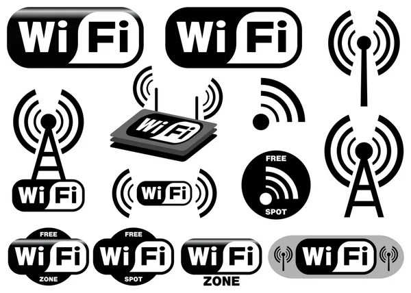 Wektor zbiory symboli wi-fi — Wektor stockowy