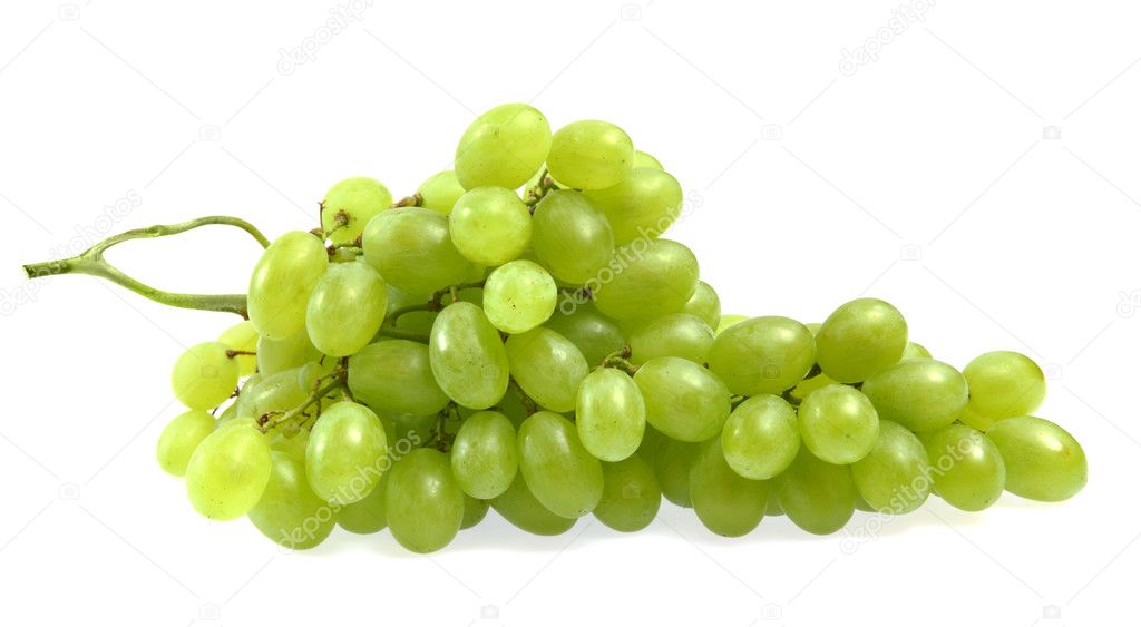 Green grapes isolated on white