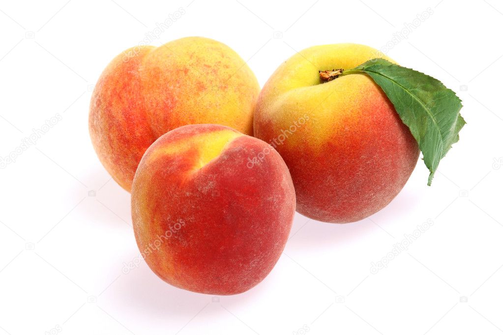 Peaches isolated on white backgrou