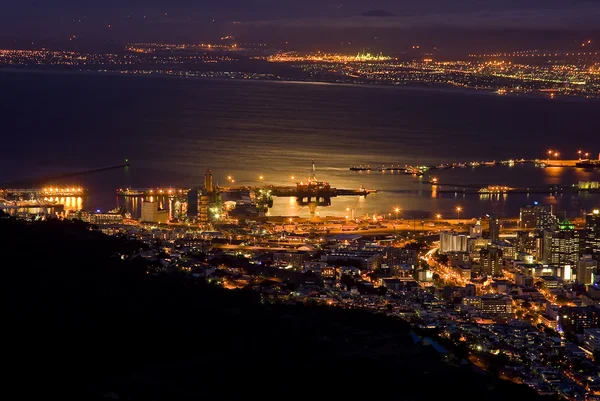 Cape Town om natten – stockfoto