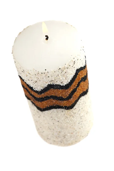Bílá svíčka se vzorem — Stock fotografie