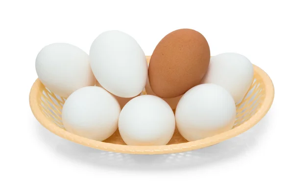 Plastic basket with eggs