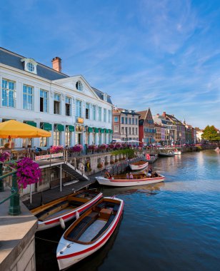 Ghent (Gent), Belgium. View of boats clipart