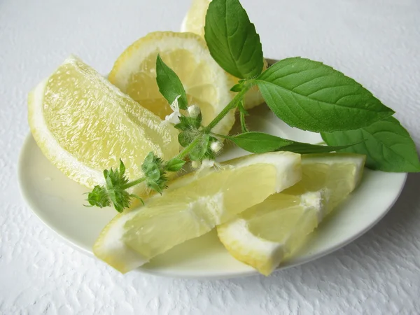 Limon ve limon fesleğeni — Stok fotoğraf