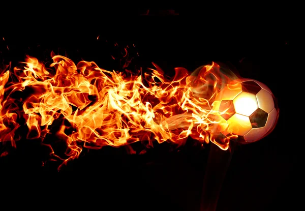 stock image Fiery football on a black background