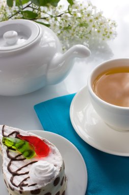 Cup of tea and cake clipart