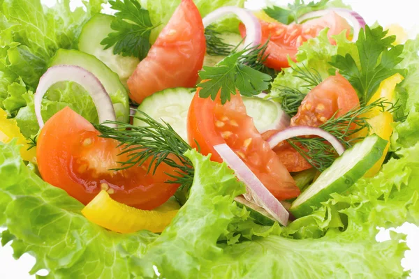 Salada de tomate, pepino e alface — Fotografia de Stock
