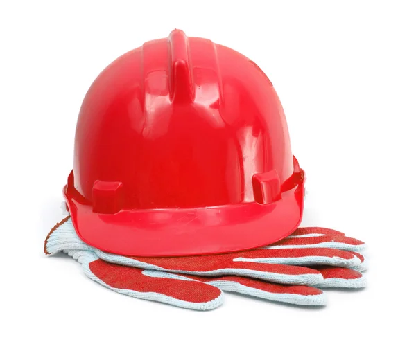 赤いヘルメットと手袋 — ストック写真
