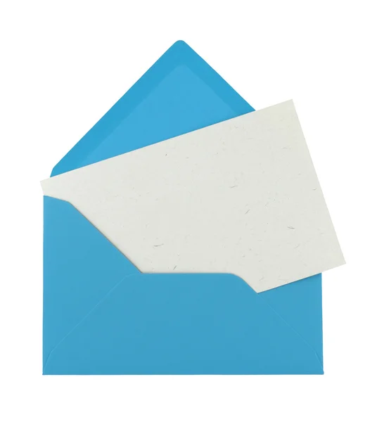 Nota em branco em um envelope azul — Fotografia de Stock