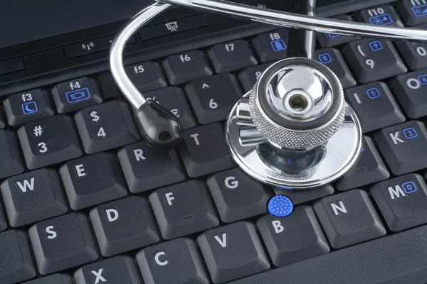 stock image Laptop and stethoscope