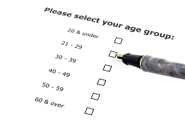 Age group selection - questionnaire Stock Image