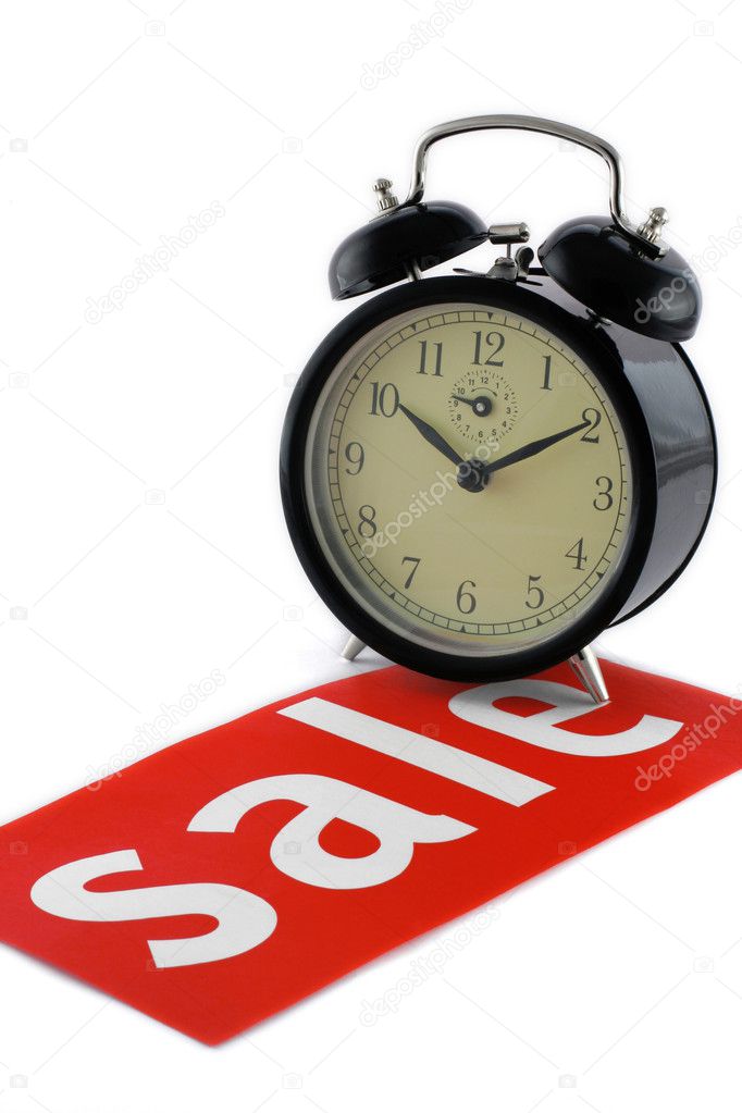 Alarm clock and sale notice