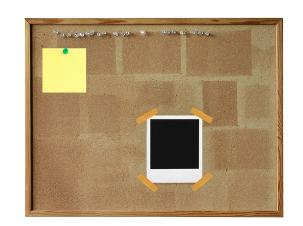 Cork board with photo frame — Stock Photo, Image
