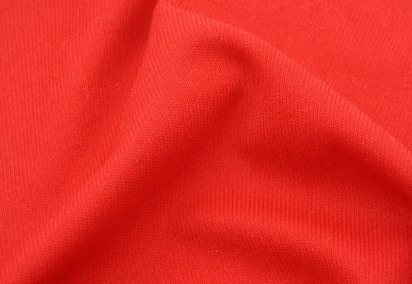 Red cotton fabric with crease — Stock Photo, Image