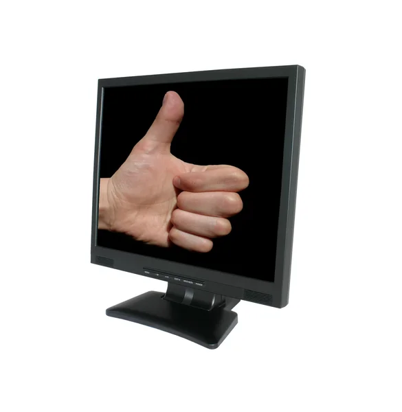 Пальцем вверх в LCD — стоковое фото