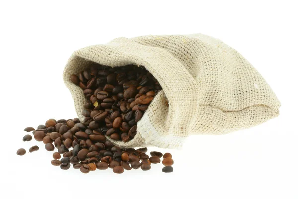 A zsákvászon zsák kávé — Stock Fotó