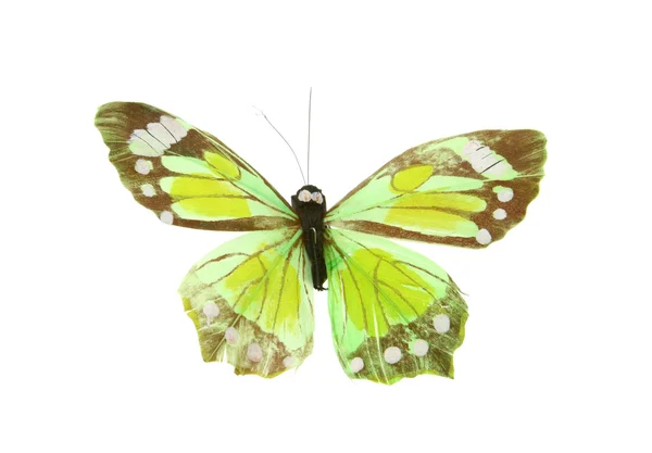 Artificial butterfly on white — Stock Photo, Image