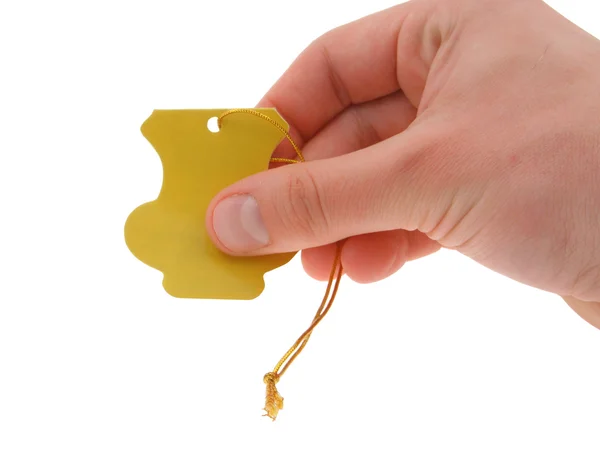 Hand holding an empty tag — Stock Photo, Image