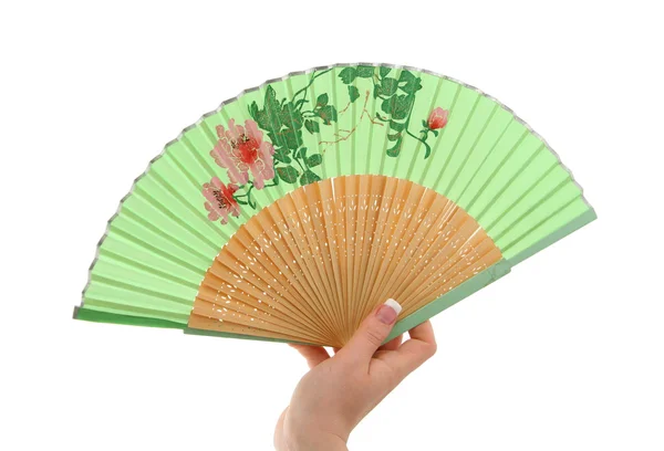 stock image Female hand with decorated fan