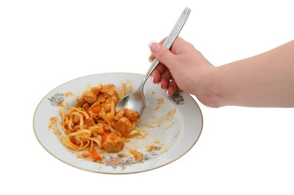 Sweet chicken with pasta — Stock Photo, Image
