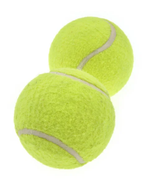 Дві тенісні м'ячі на білому — стокове фото
