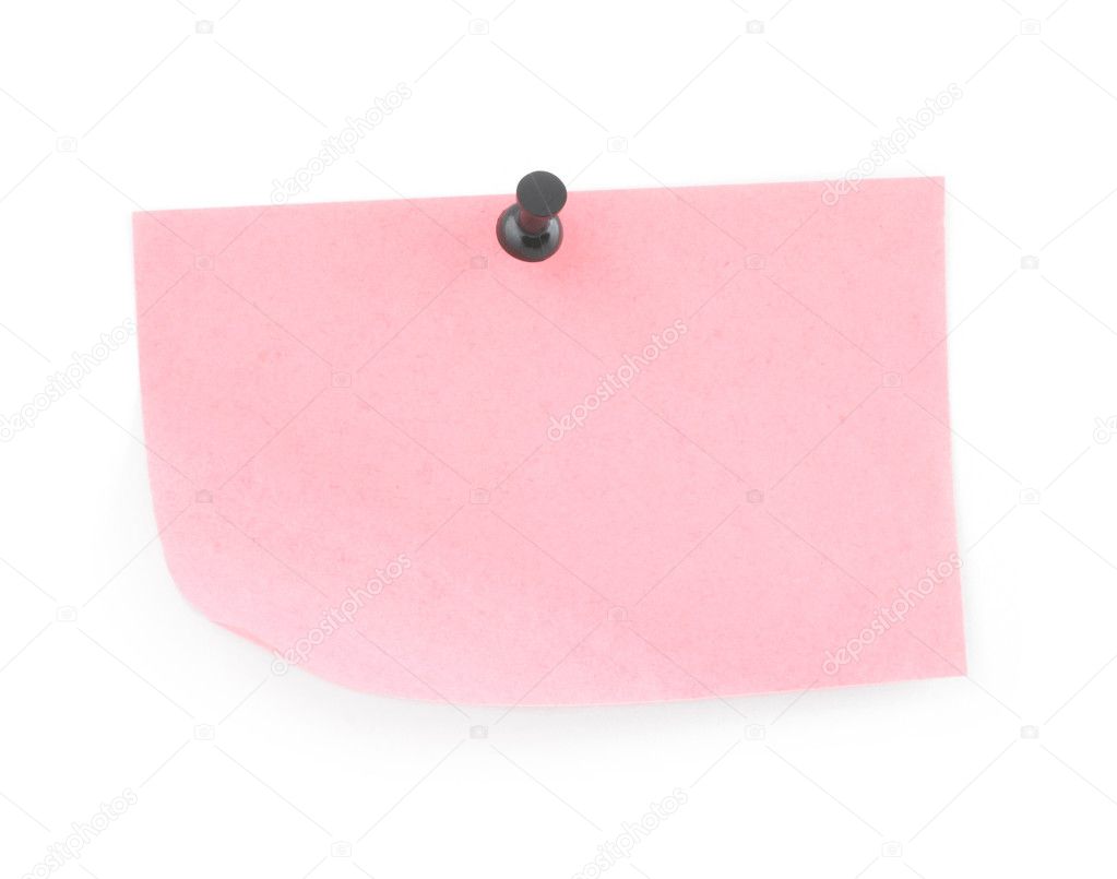 Pink paper sheet pinned