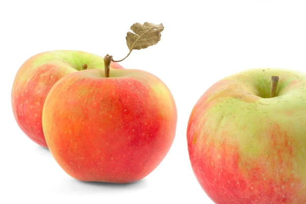 Tre äpplen på vit — Stockfoto