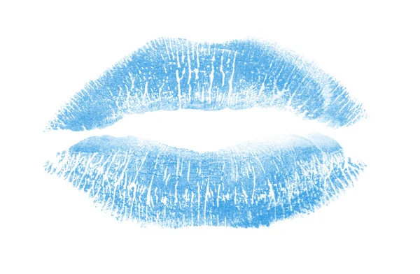 Blue lipstick kiss — Stock Photo, Image
