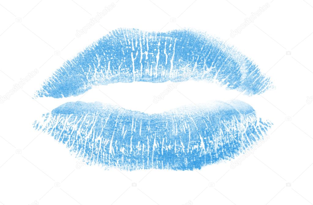 Blue lipstick kiss