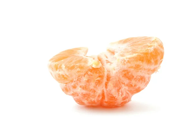 Lonely peeled tangerine on white — Stock Photo, Image