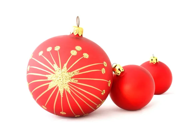 Red christmas balls - isolated — Stock Photo, Image